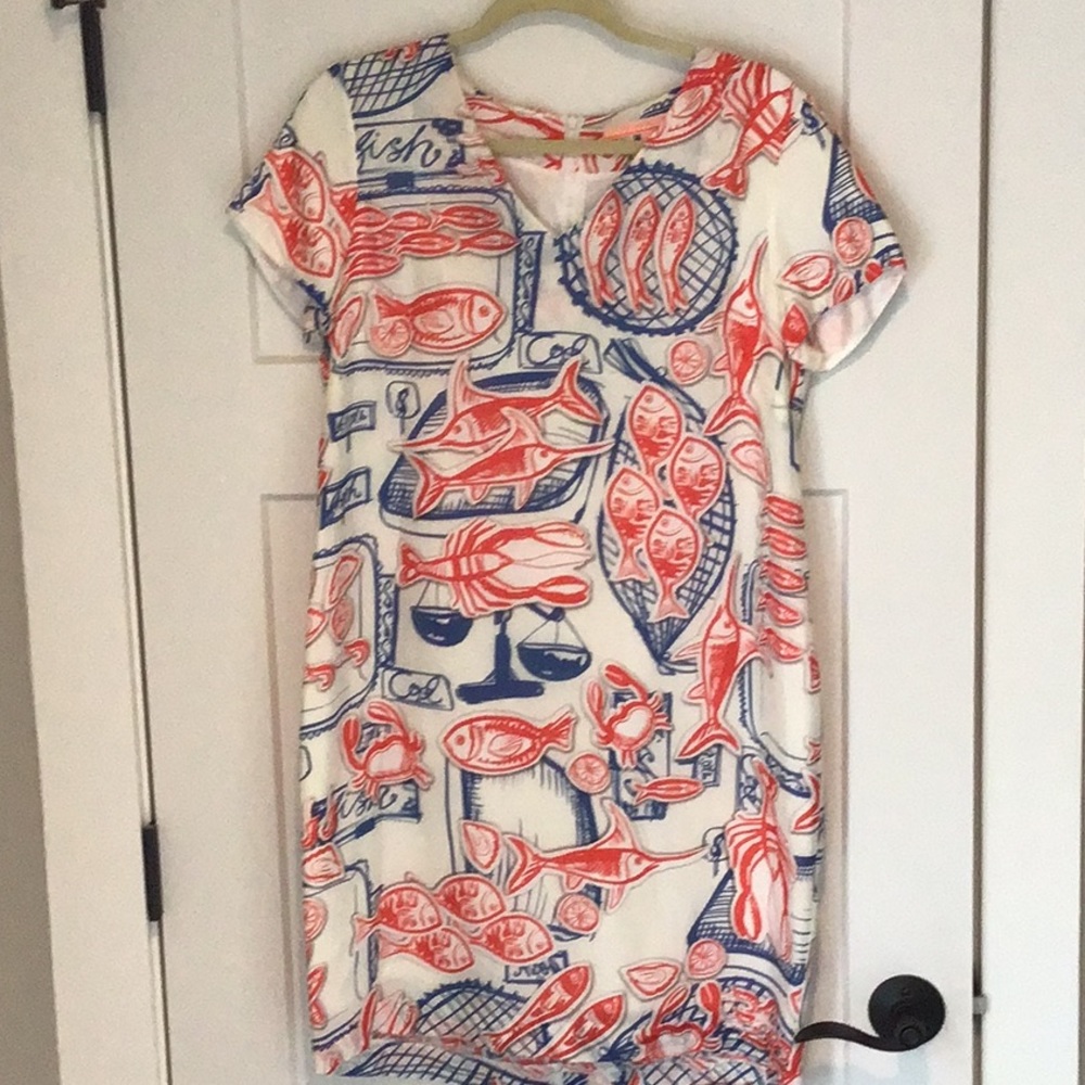 Vilagallo summer sheath dress - cream/blue/red - 42